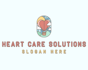 Heart Air Balloon  logo design