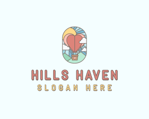 Heart Air Balloon  logo design