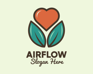 Love Heart Flower Plant logo design