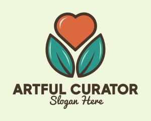 Love Heart Flower Plant logo design