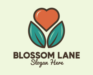 Love Heart Flower Plant logo design