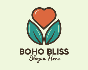 Love Heart Flower Plant logo design