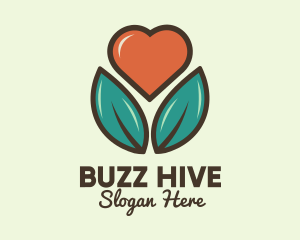 Love Heart Flower Plant logo design