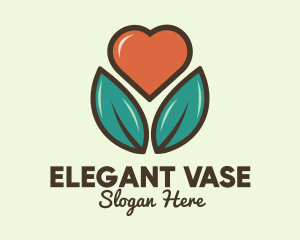 Love Heart Flower Plant logo design