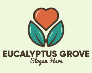 Love Heart Flower Plant logo design