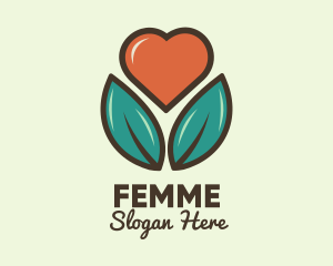 Love Heart Flower Plant logo design