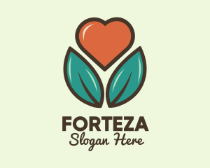 Love Heart Flower Plant logo design