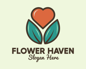 Love Heart Flower Plant logo design