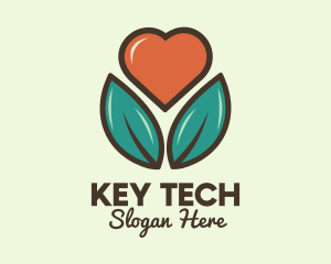 Love Heart Flower Plant logo design