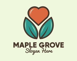 Love Heart Flower Plant logo design