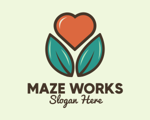 Love Heart Flower Plant logo design