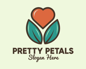 Love Heart Flower Plant logo design