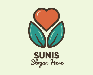 Love Heart Flower Plant logo design