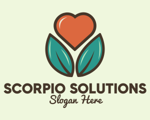 Love Heart Flower Plant logo design