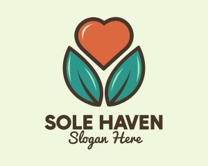 Love Heart Flower Plant logo design