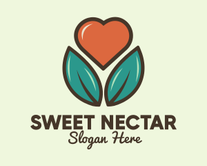 Love Heart Flower Plant logo design