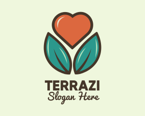 Love Heart Flower Plant logo design