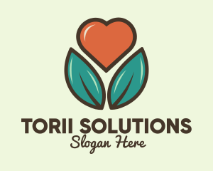 Love Heart Flower Plant logo design