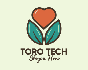 Love Heart Flower Plant logo design