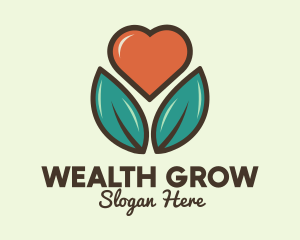 Love Heart Flower Plant logo design