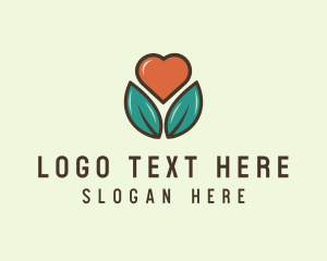 Love Heart Flower Plant logo design