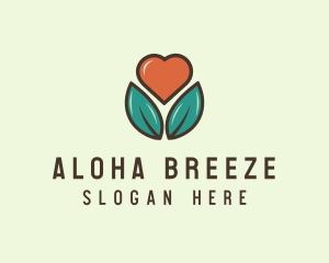 Love Heart Flower Plant logo design