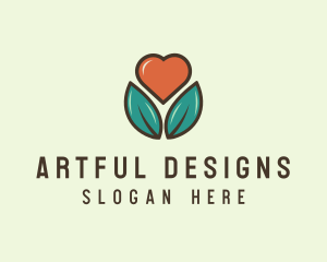 Love Heart Flower Plant logo design