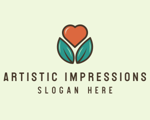 Love Heart Flower Plant logo design