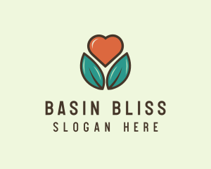 Love Heart Flower Plant logo design