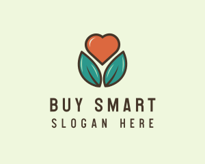 Love Heart Flower Plant logo design