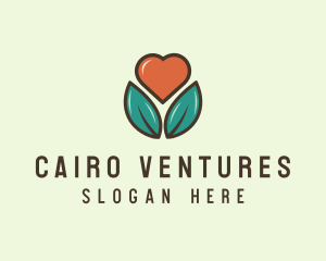 Love Heart Flower Plant logo design