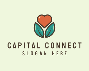 Love Heart Flower Plant logo design