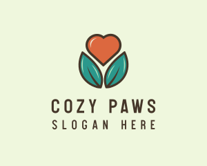 Love Heart Flower Plant logo design