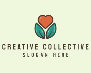 Love Heart Flower Plant logo design