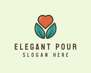 Love Heart Flower Plant logo design