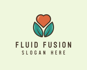 Love Heart Flower Plant logo design