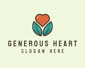 Love Heart Flower Plant logo design