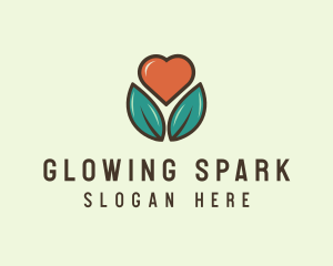 Love Heart Flower Plant logo design