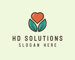 Love Heart Flower Plant logo design