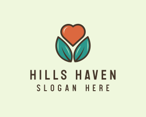 Love Heart Flower Plant logo design