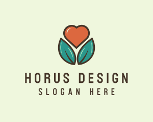 Love Heart Flower Plant logo design