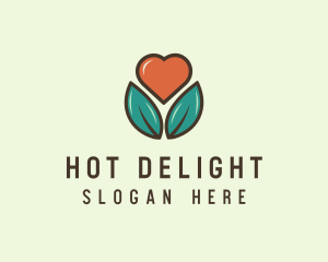 Love Heart Flower Plant logo design