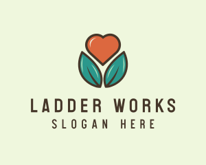 Love Heart Flower Plant logo design