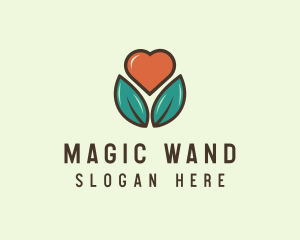 Love Heart Flower Plant logo design