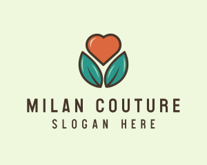 Love Heart Flower Plant logo design