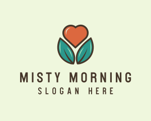 Love Heart Flower Plant logo design