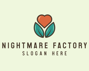 Love Heart Flower Plant logo design