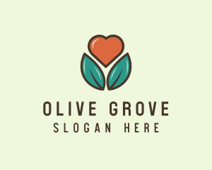 Love Heart Flower Plant logo design