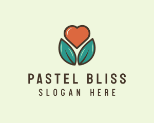 Love Heart Flower Plant logo design