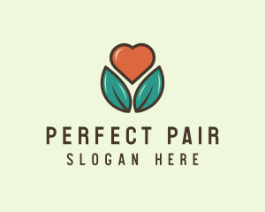 Matchmaking - Love Heart Flower Plant logo design